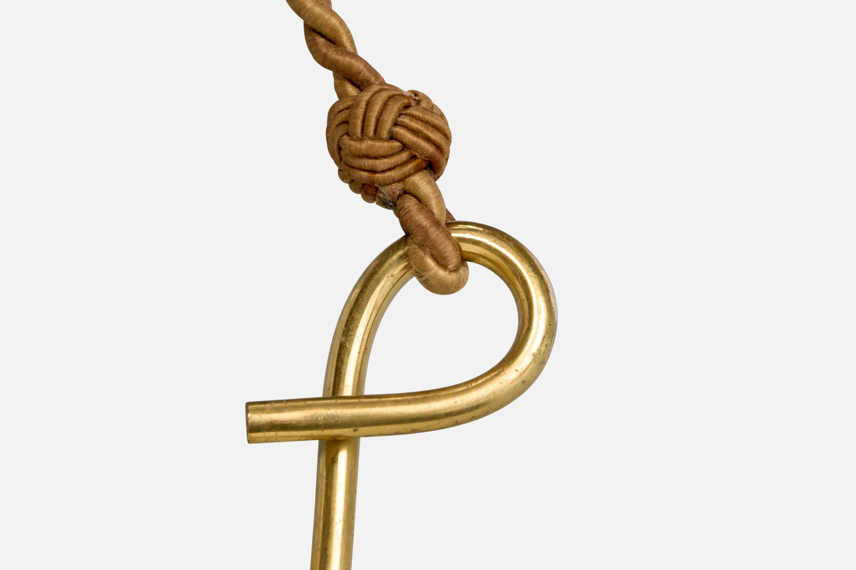 Designer svedese, lampada a sospensione, ottone, vetro, corde, Svezia, anni '40 in vendita 3