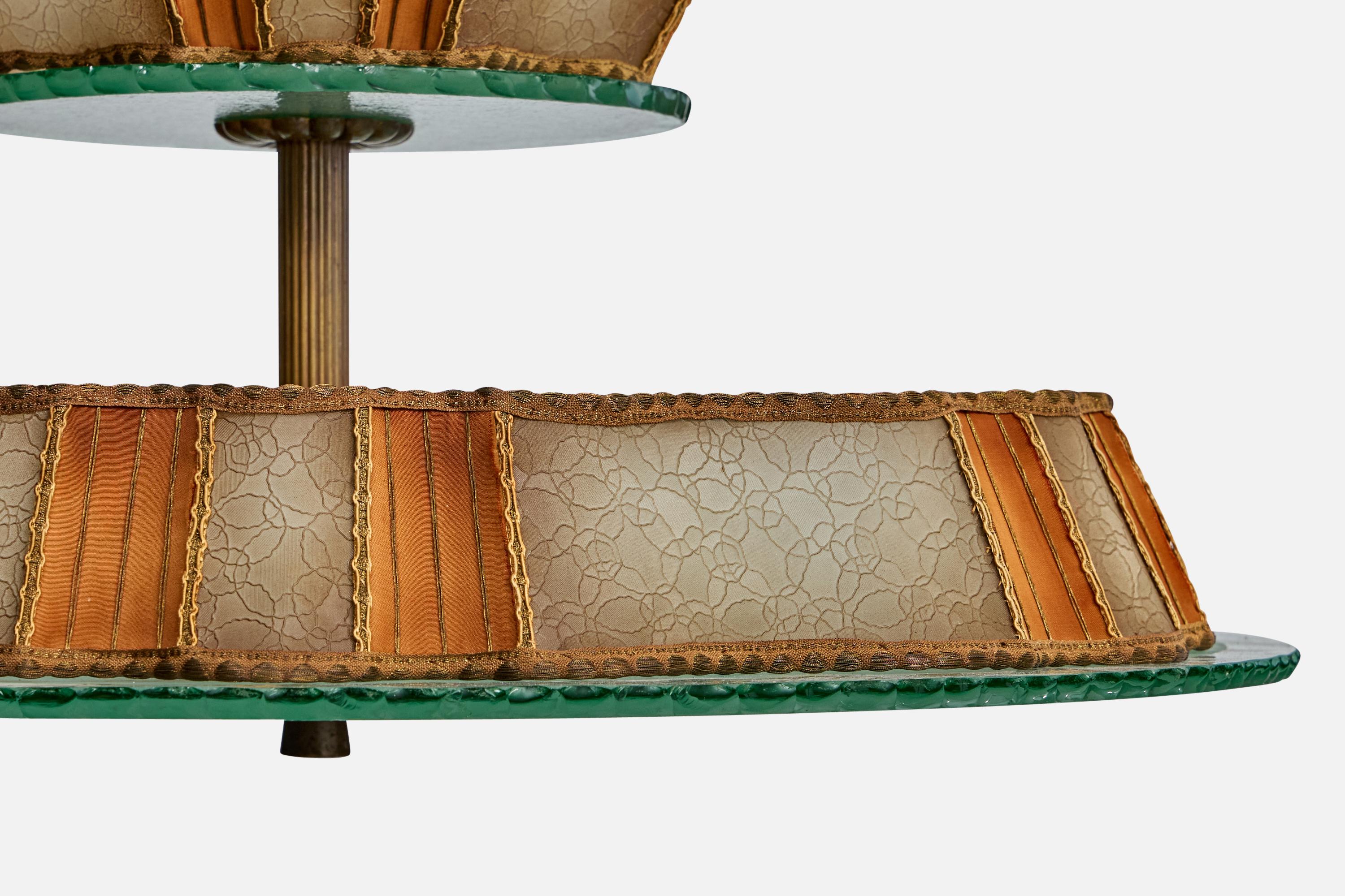 Suédois Designer suédois, suspension, laiton, verre, parchemin, Suède, années 1930 en vente