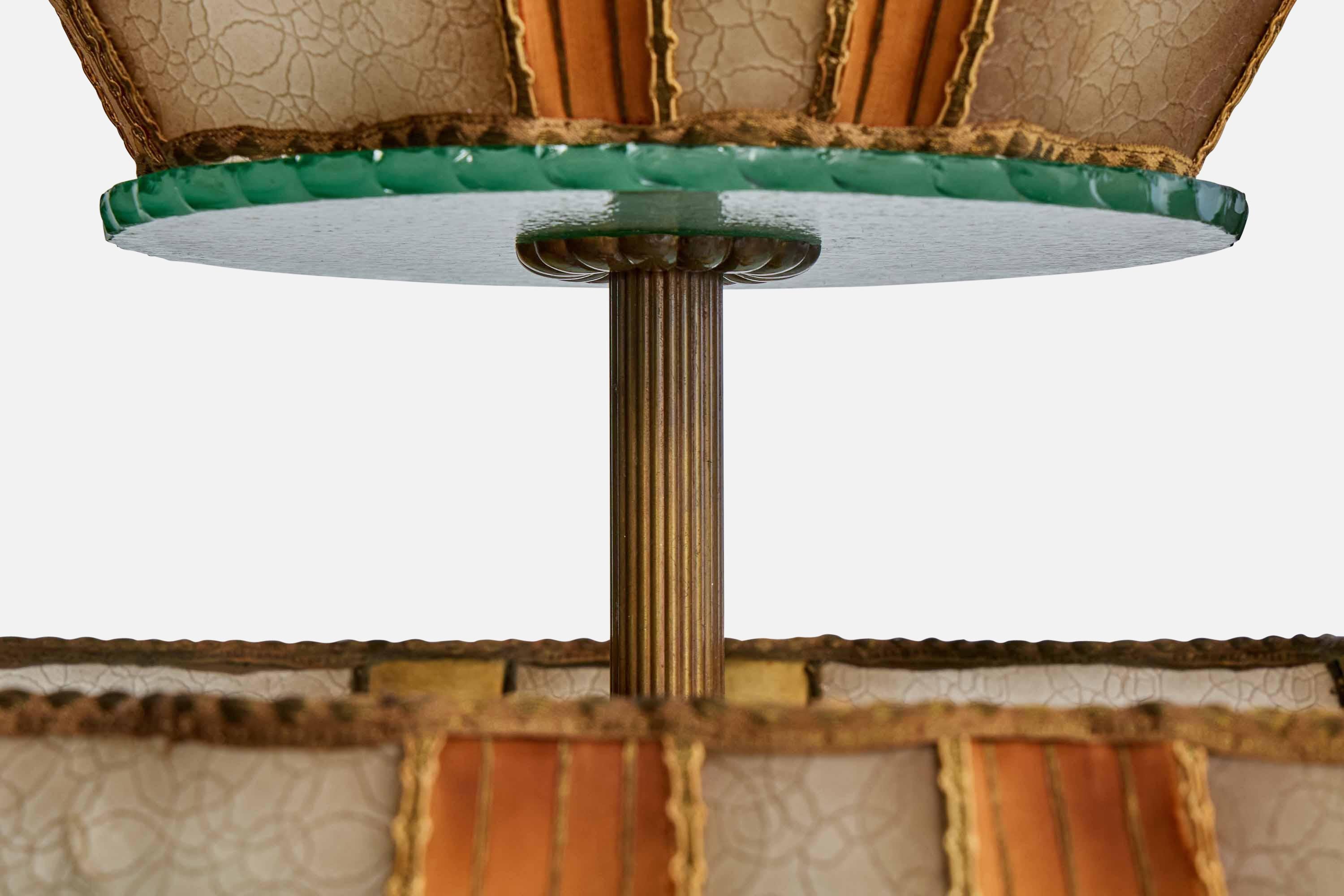 Designer suédois, suspension, laiton, verre, parchemin, Suède, années 1930 en vente 1