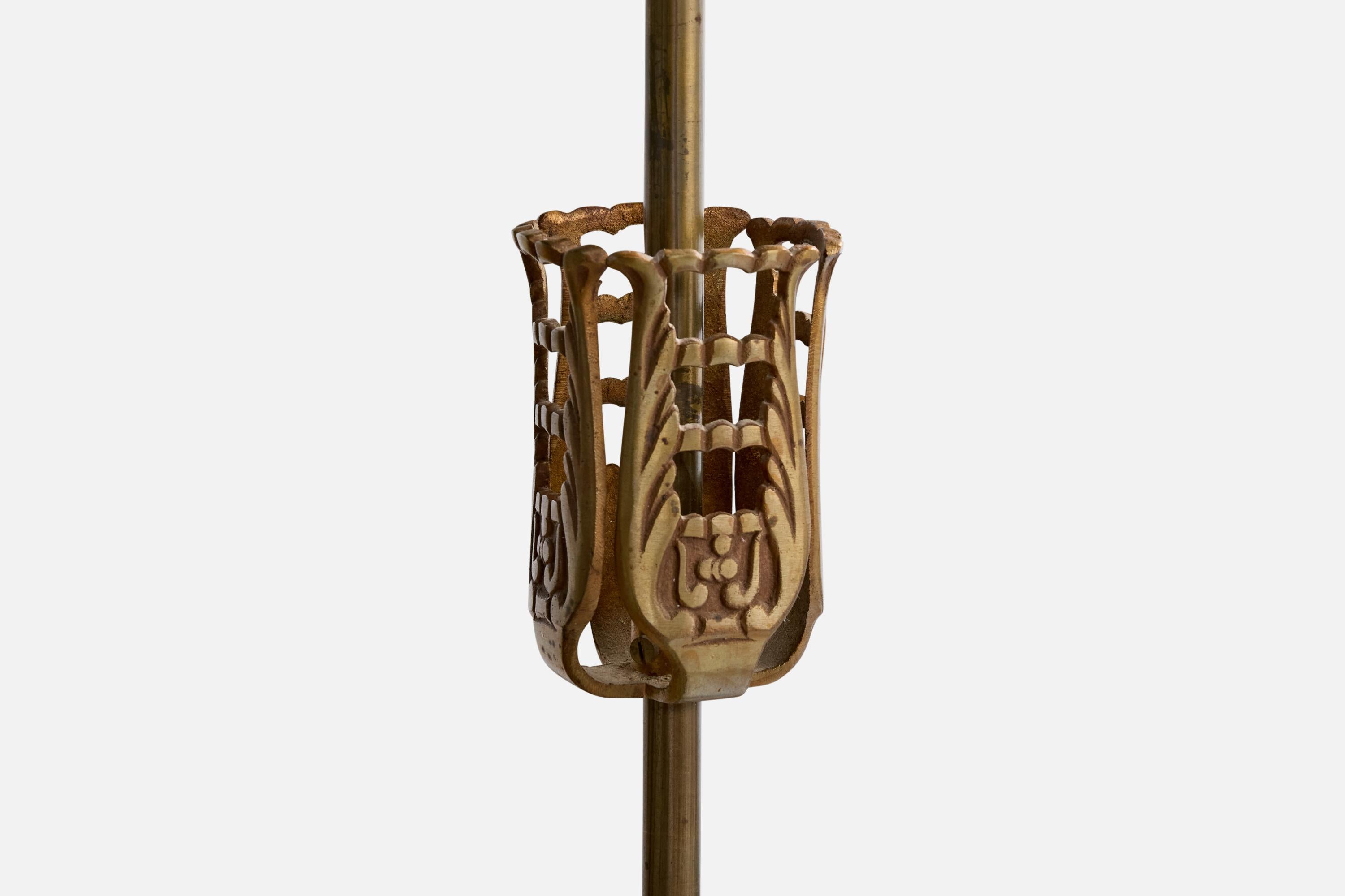 Designer suédois, suspension, laiton, verre, parchemin, Suède, années 1930 en vente 2