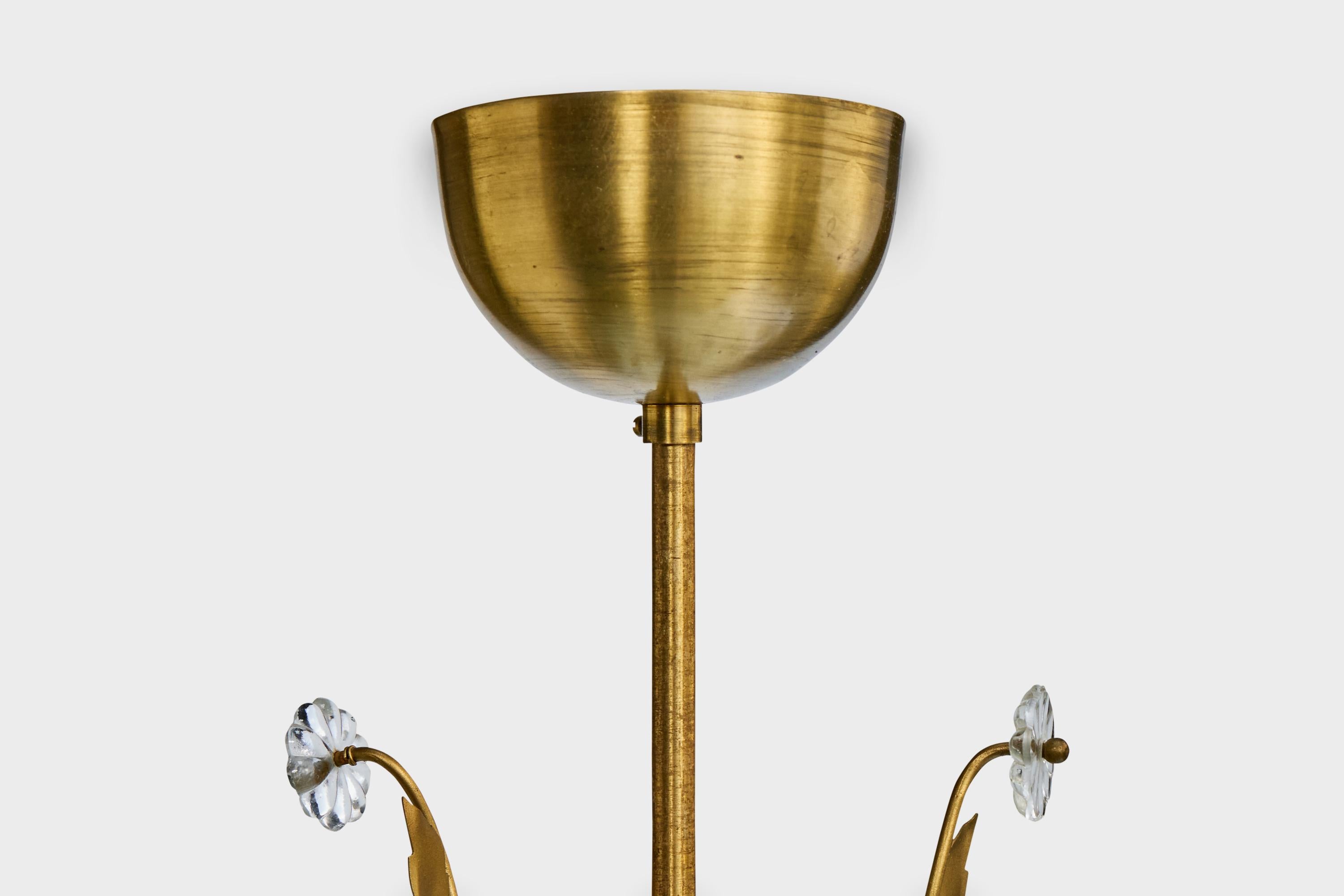 Designer svedese, lampada a sospensione, ottone, vetro, Svezia, anni '1930 in vendita 5