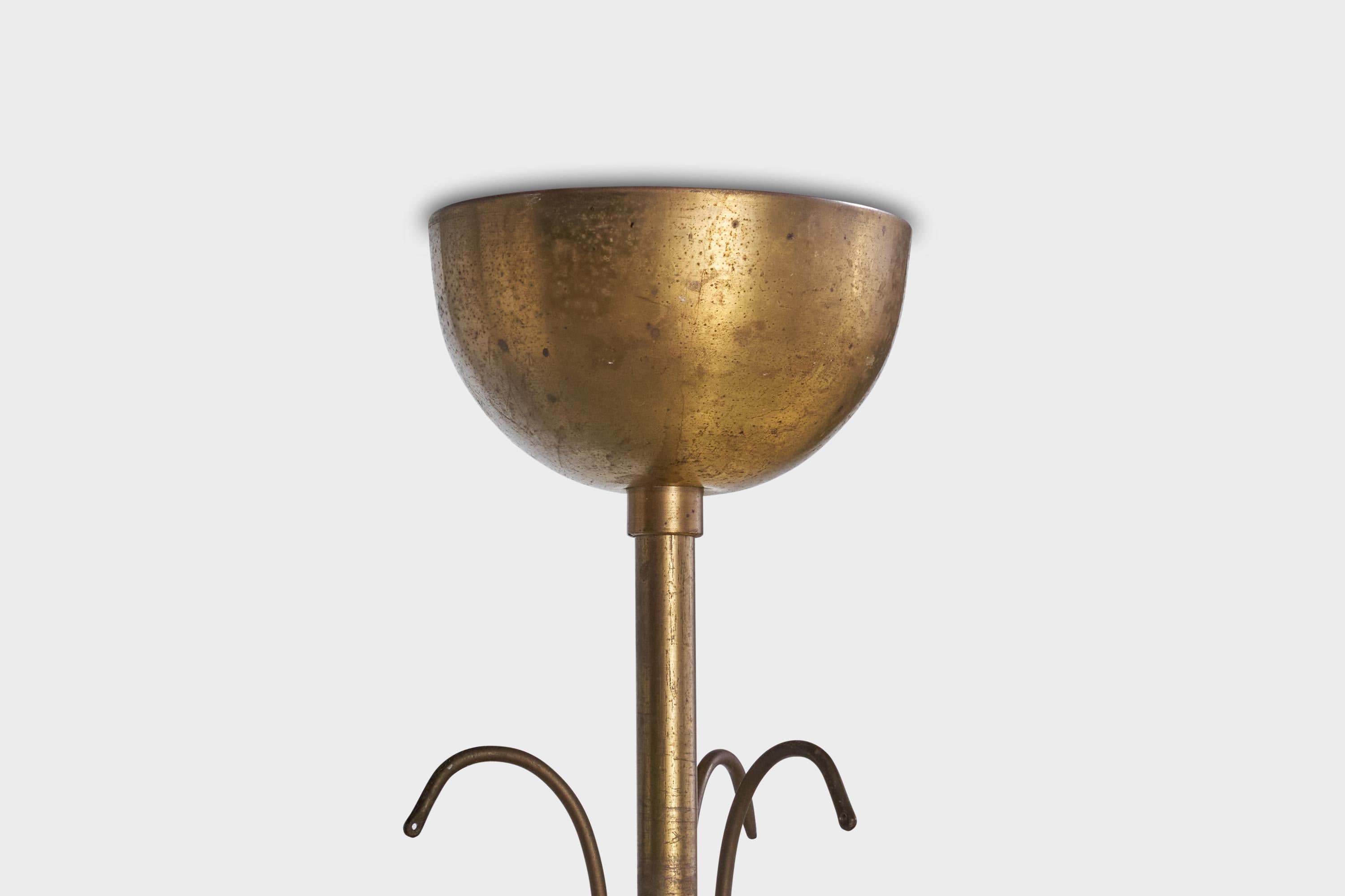 Scandinave moderne Design suédois, lampe à suspension, laiton, verre, Suède, années 1930 en vente