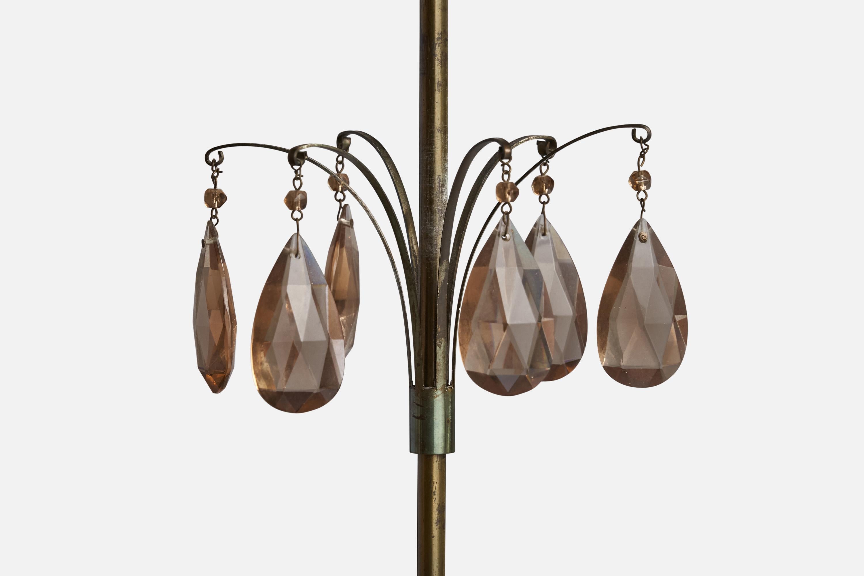 Mid-20th Century Swedish Designer, Pendant Light, Brass, Glass, Sweden, 1930s For Sale