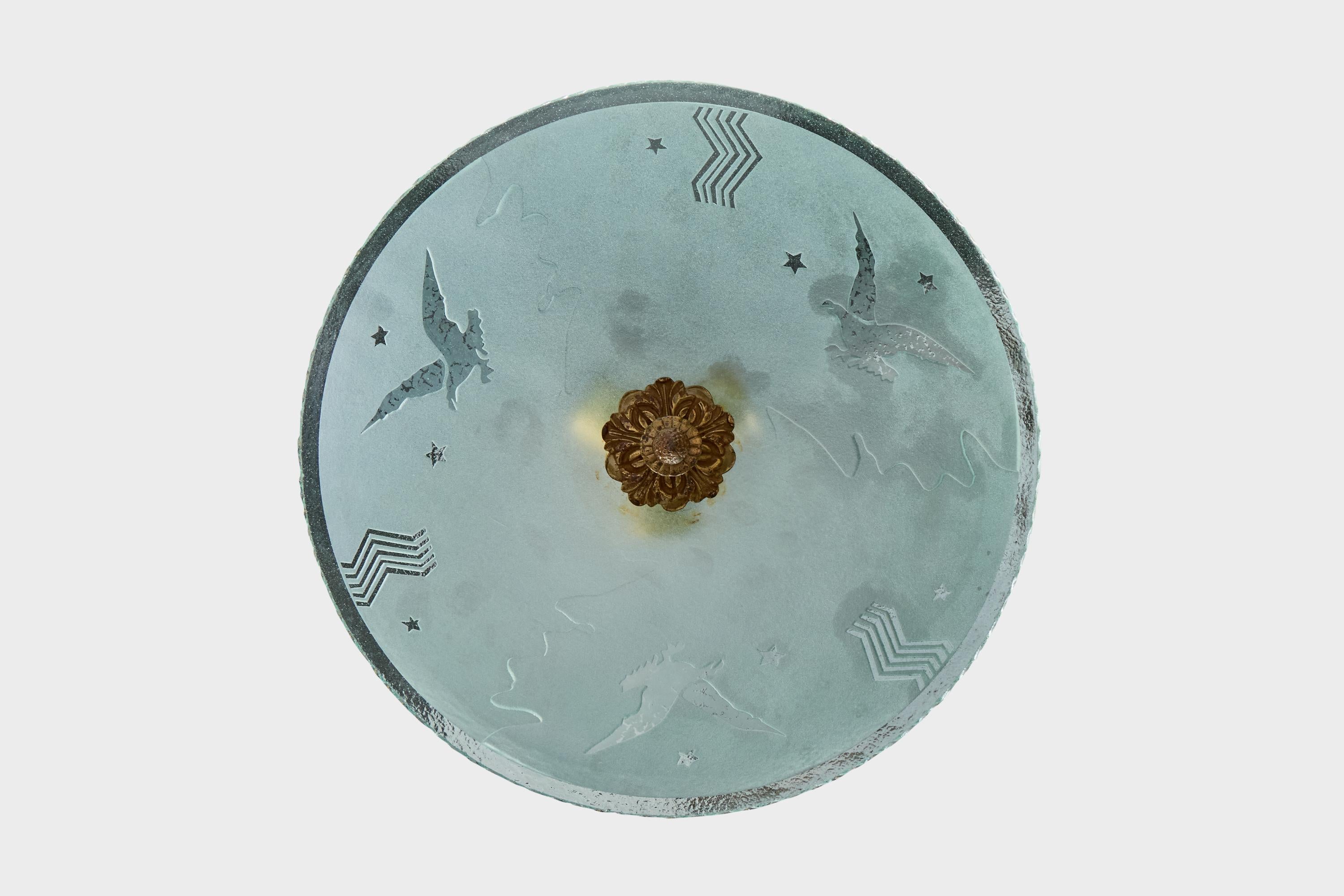 Designer svedese, lampada a sospensione, ottone, vetro, Svezia, anni '1930 In condizioni buone in vendita a High Point, NC