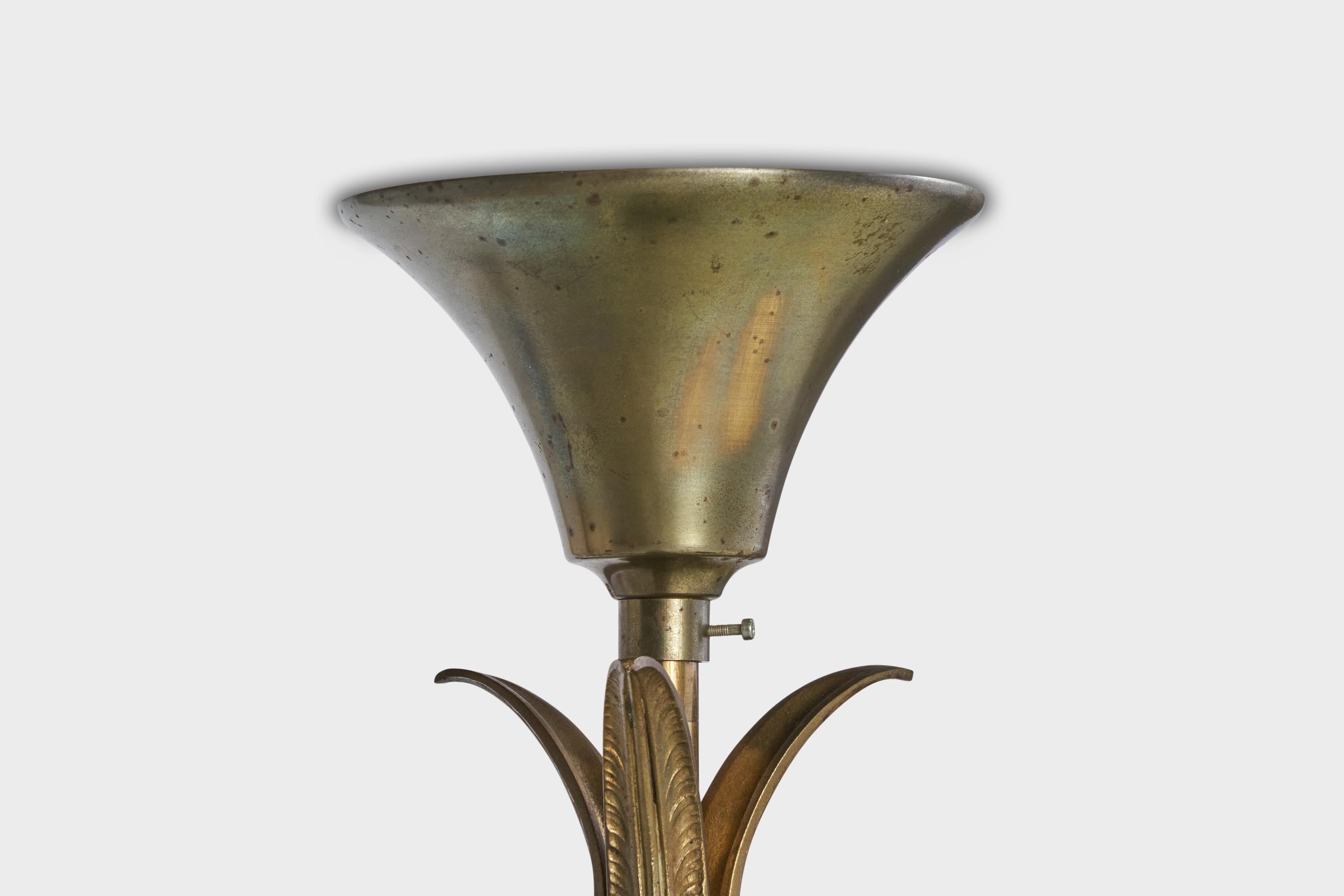Swedish Designer, Pendant Light, Brass, Glass, Sweden, 1930s 1