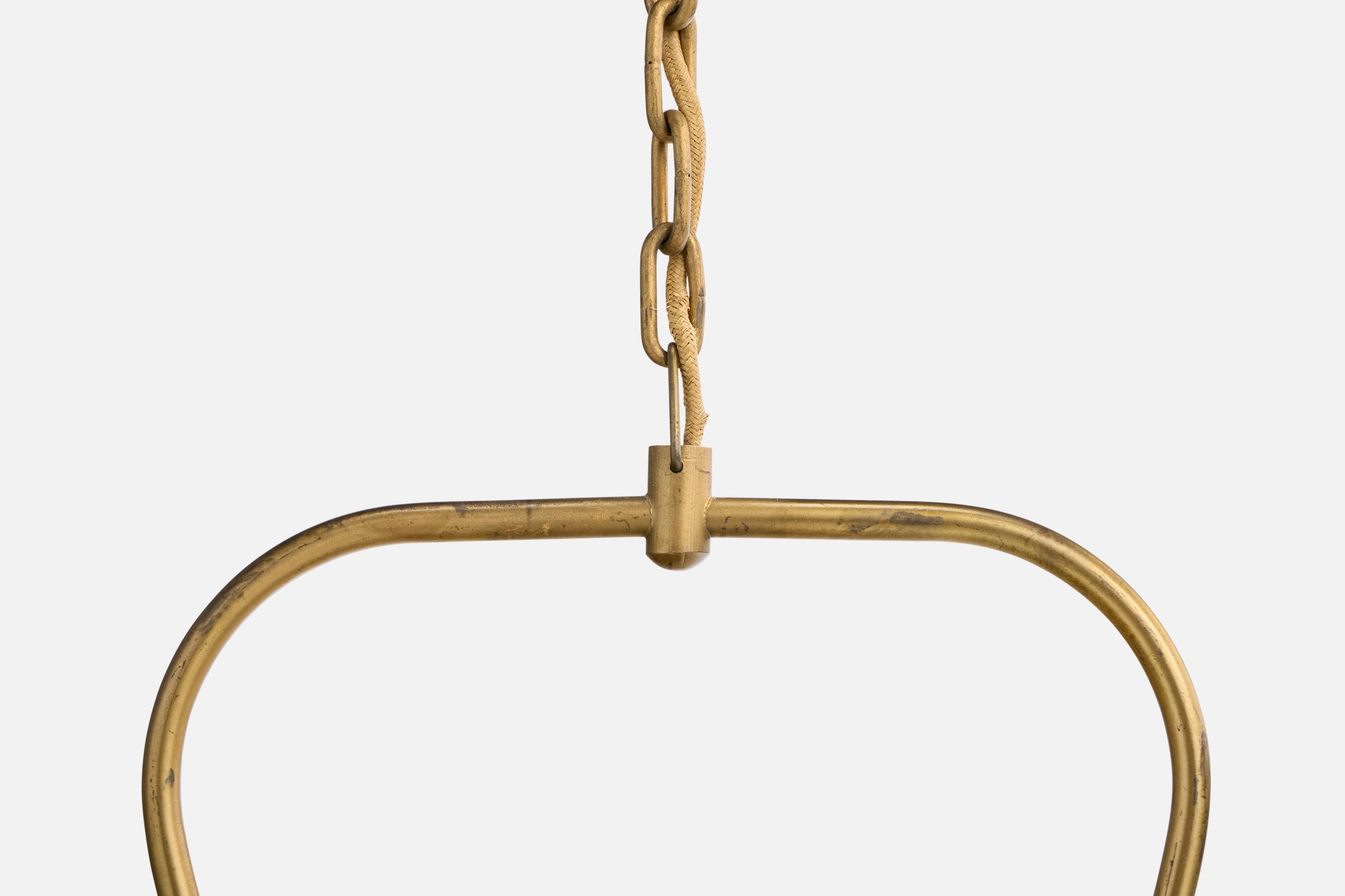 Designer svedese, lampada a sospensione, ottone, vetro, Svezia, anni '1930 in vendita 1