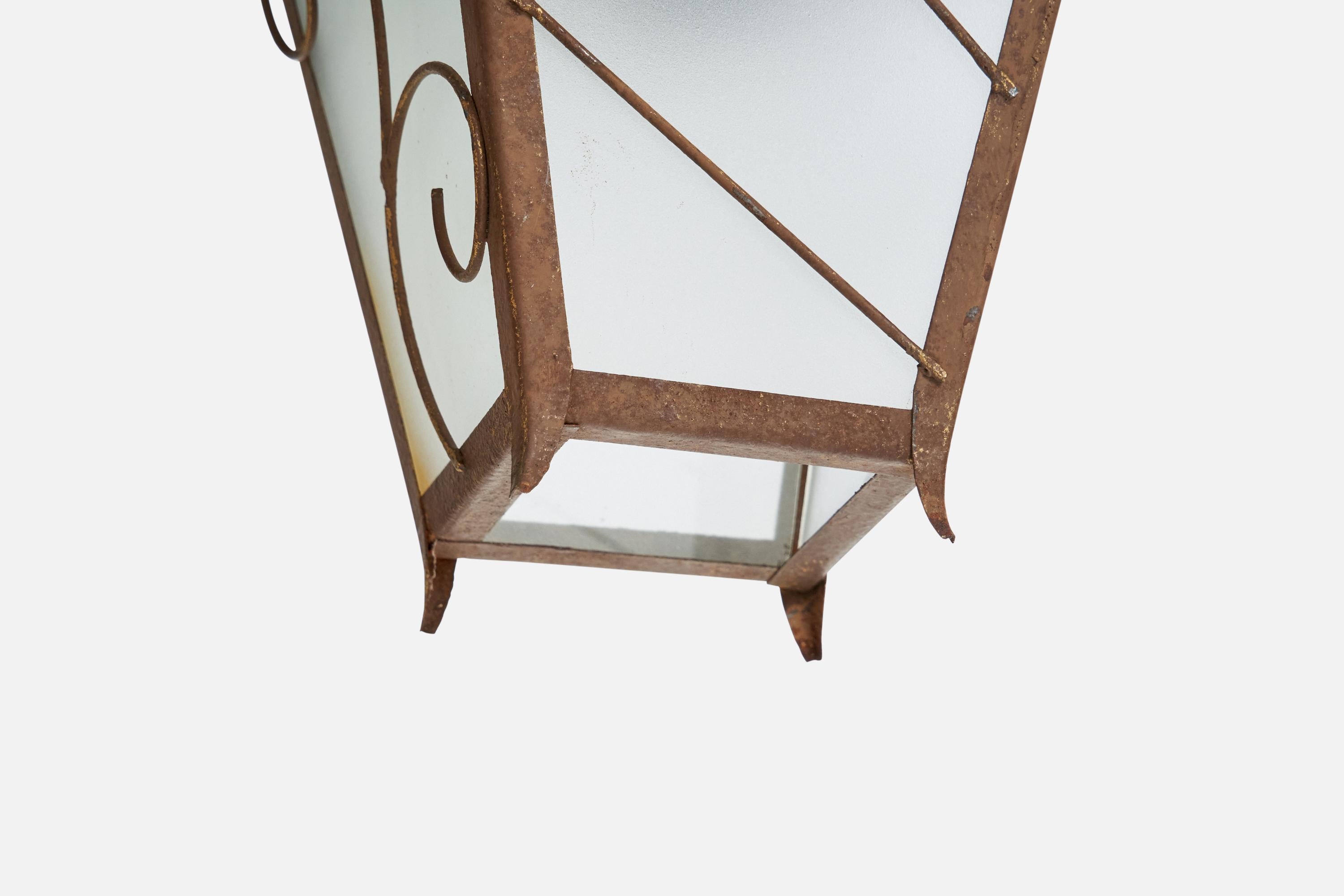 Designer svedese, lampada a sospensione, ottone, vetro, Svezia, anni '1930 in vendita 3