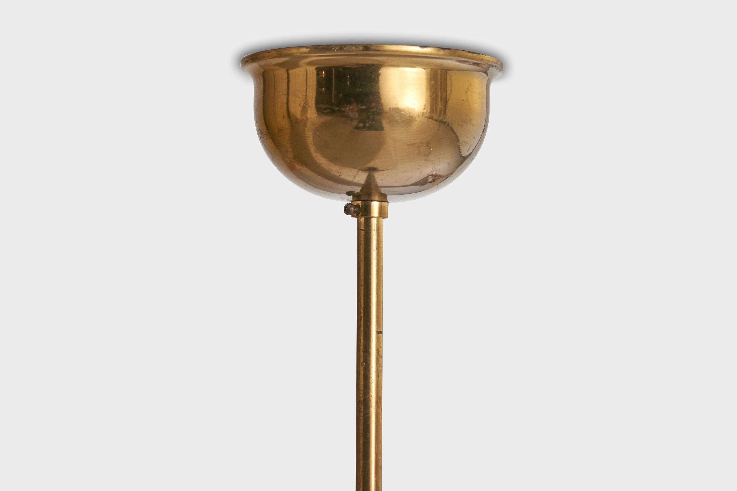 Schwedische Designer-Hängelampe, Messing, Glas, Schweden, 1940er Jahre im Angebot 5