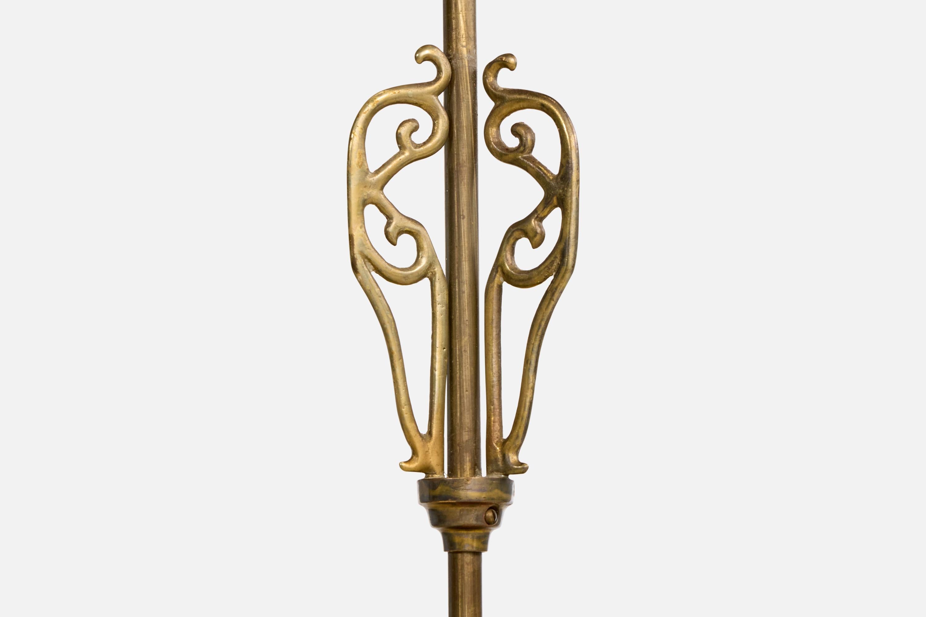 Designer svedese, lampada a sospensione, ottone, vetro, Svezia, anni '1940 in vendita 3