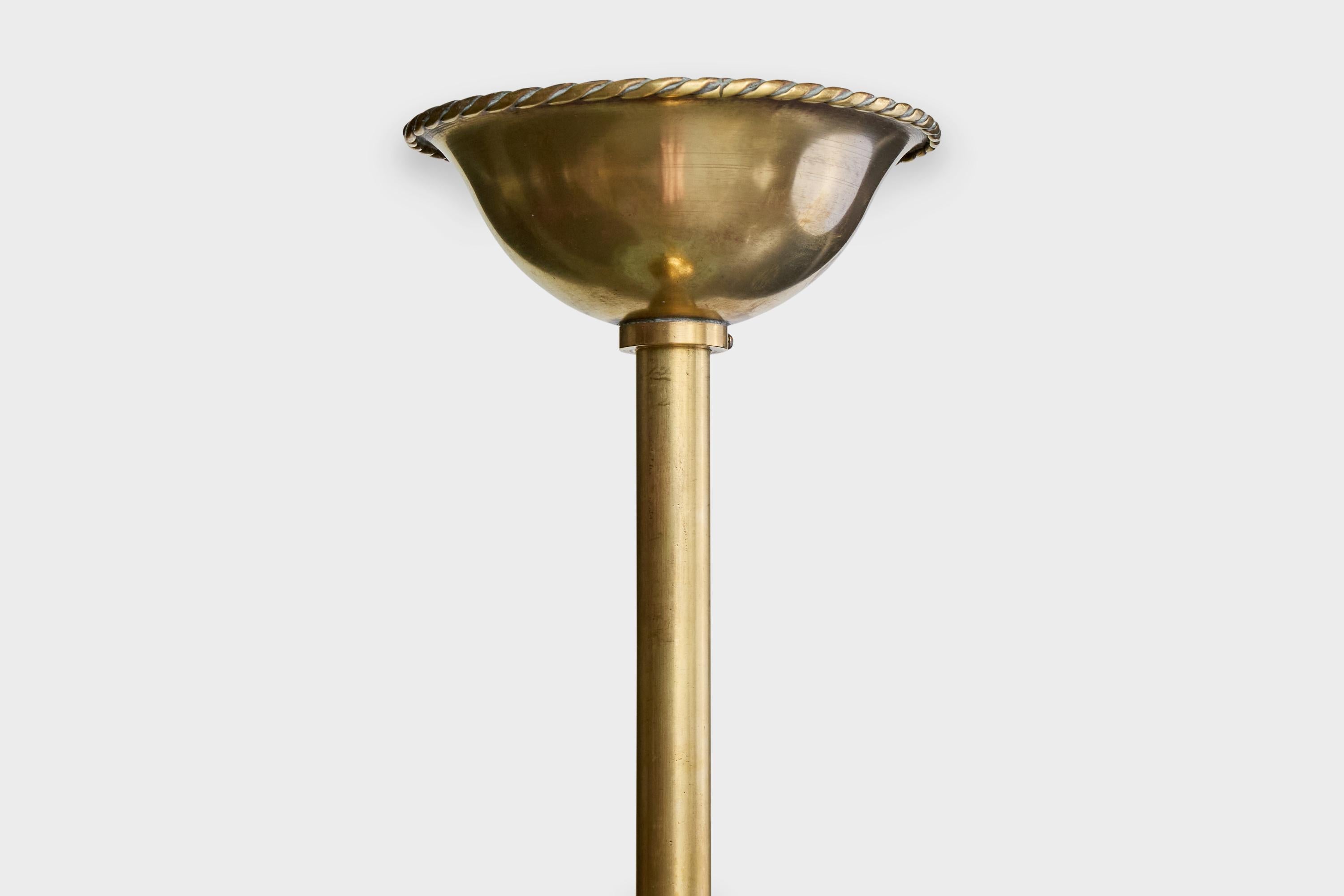 Design suédois, lampe à suspension, laiton, verre, Suède, années 1940 en vente 4