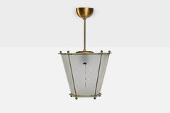 Design suédois, lampe à suspension, laiton, verre, Suède, années 1940