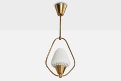 Schwedische Designer-Hängelampe, Messing, Glas, Schweden, 1940er Jahre