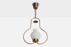 Schwedische Designer-Hängelampe, Messing, Glas, Schweden, 1940er Jahre