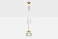 Swedish Designer, Pendant Light, Brass, Glass, Sweden, 1940s
