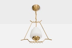 Swedish Designer, Pendant Light, Brass, Glass, Sweden, 1940s
