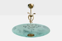 Schwedische Designer-Hängelampe, Messing, Glas, Schweden, 1940er Jahre