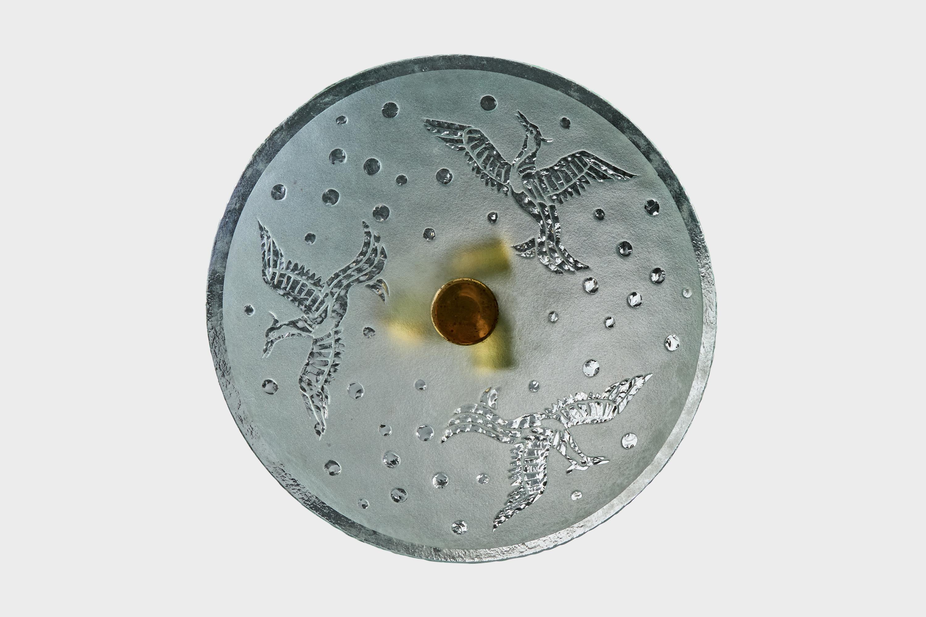 Suédois Design suédois, lampe à suspension, laiton, verre, Suède, années 1940 en vente