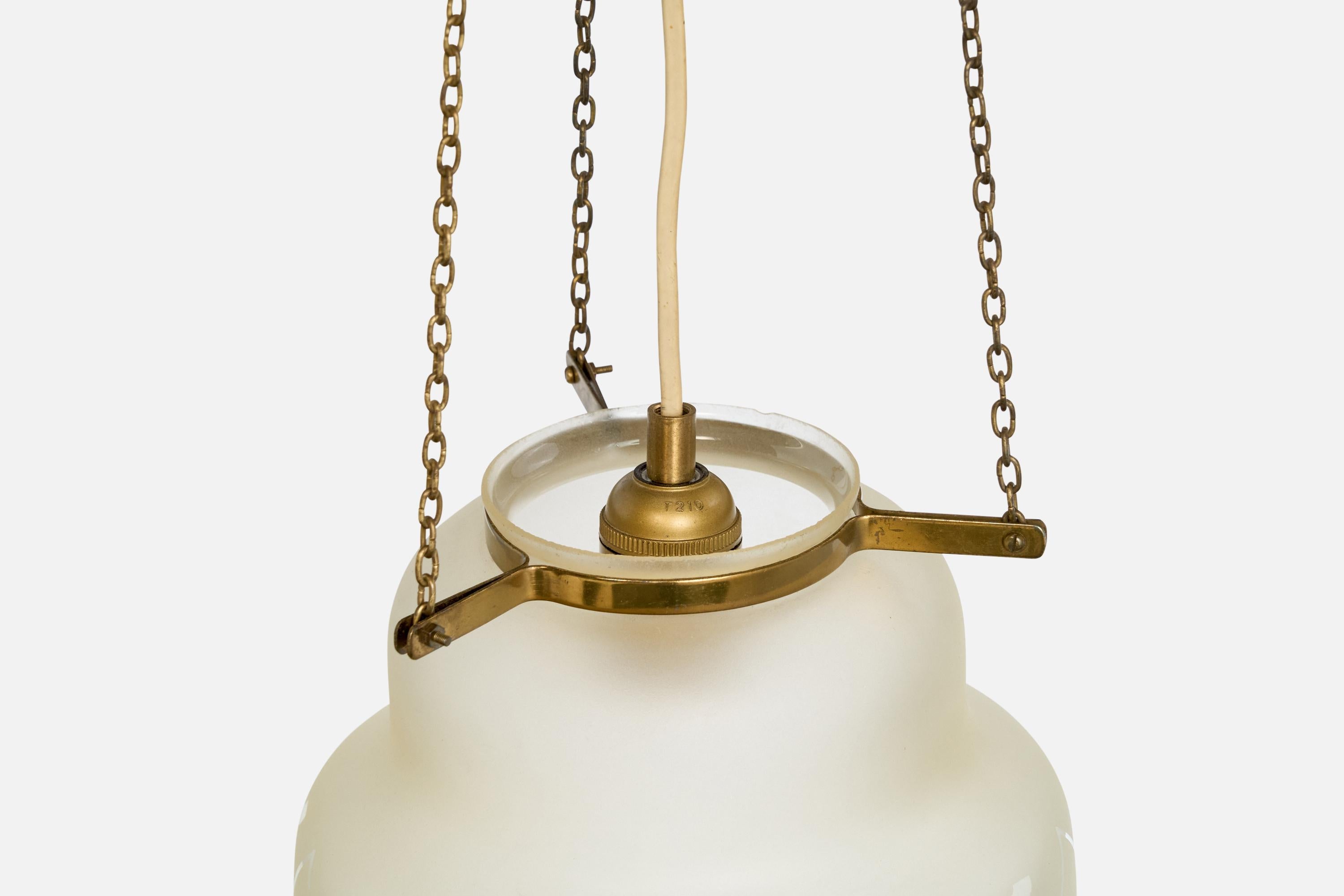 Laiton Design suédois, lampe à suspension, laiton, verre, Suède, années 1940 en vente