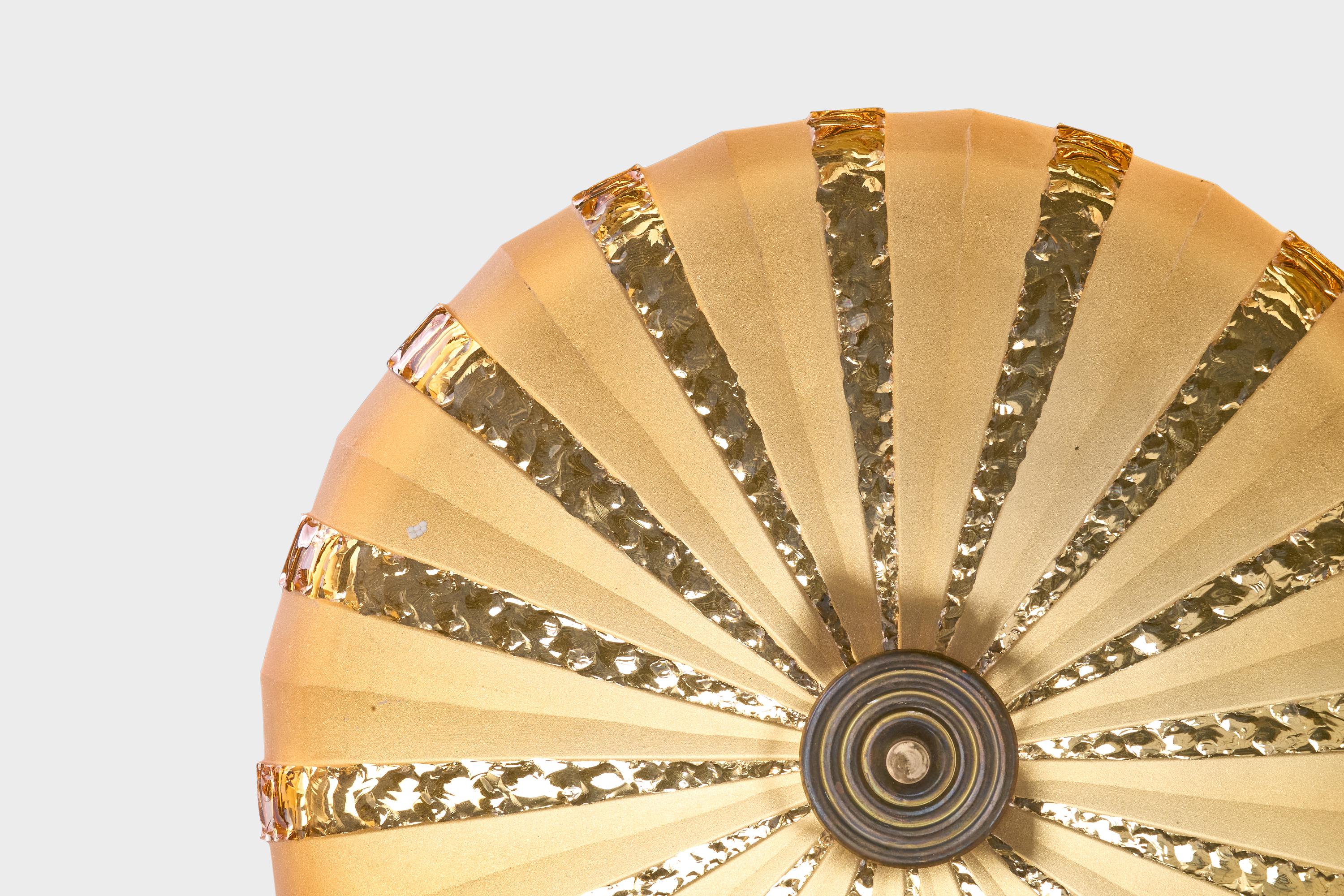 Swedish Designer, Pendant Light, Brass, Glass, Sweden, 1940s For Sale 2