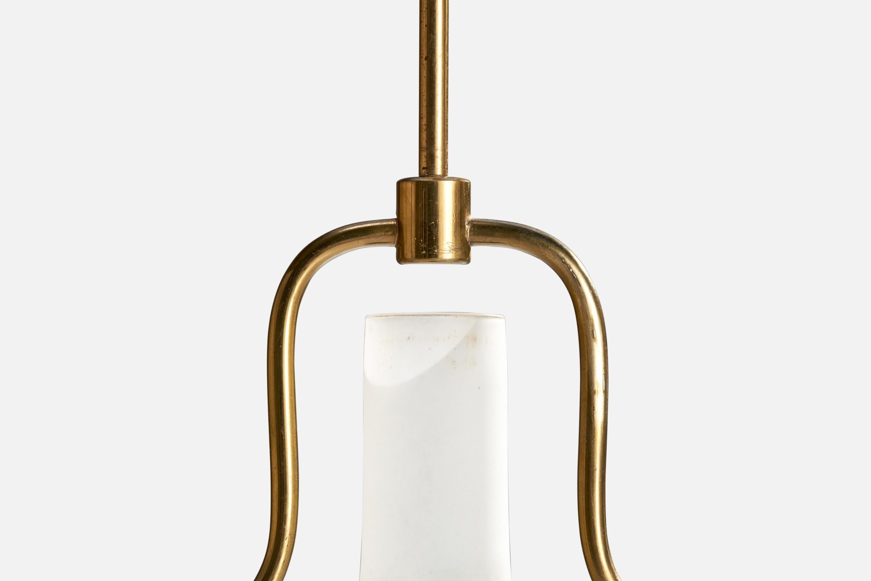 Laiton Design suédois, lampe à suspension, laiton, verre, Suède, années 1940 en vente