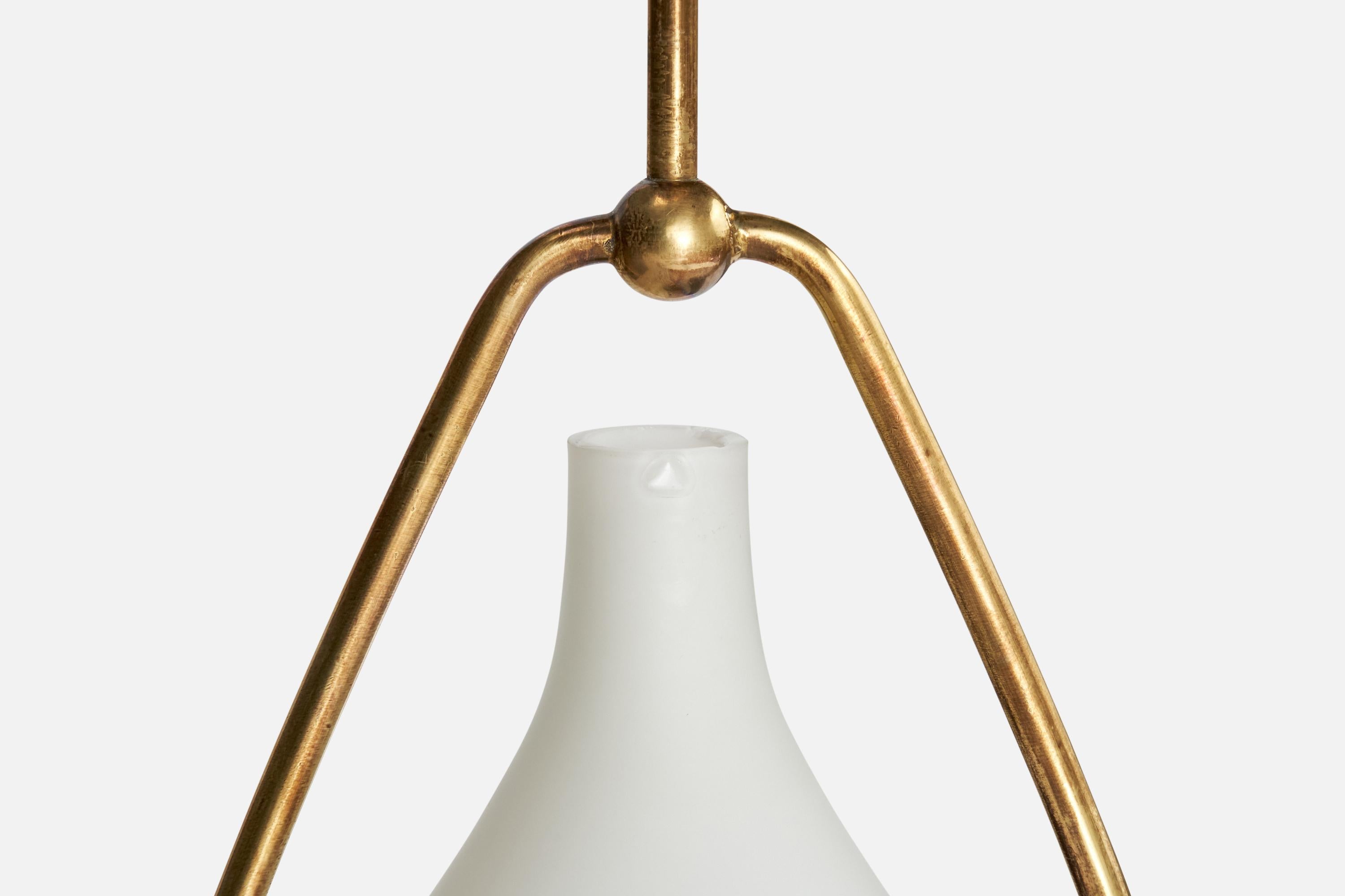 Laiton Design suédois, lampe à suspension, laiton, verre, Suède, années 1940 en vente
