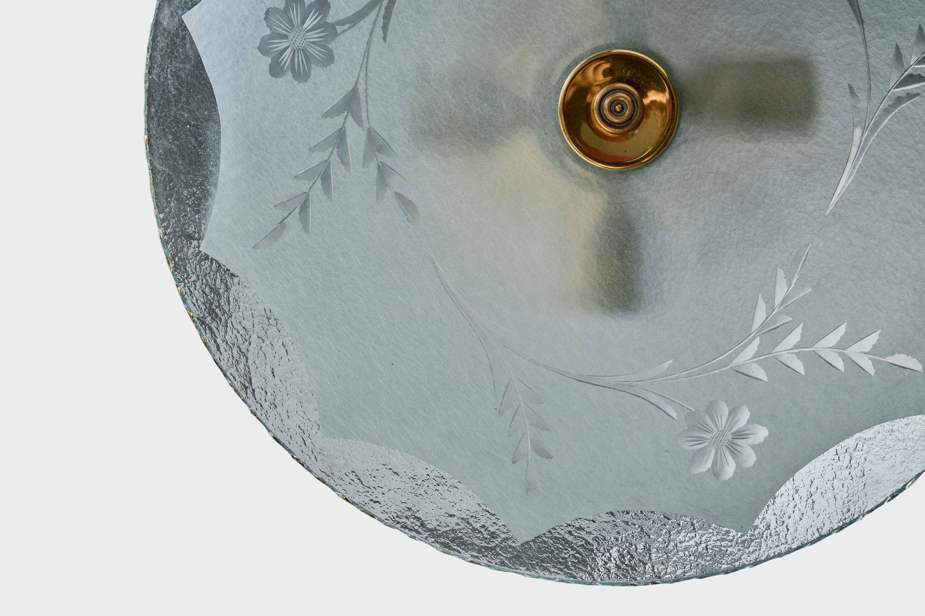 Laiton Design suédois, lampe à suspension, laiton, verre, Suède, années 1940 en vente
