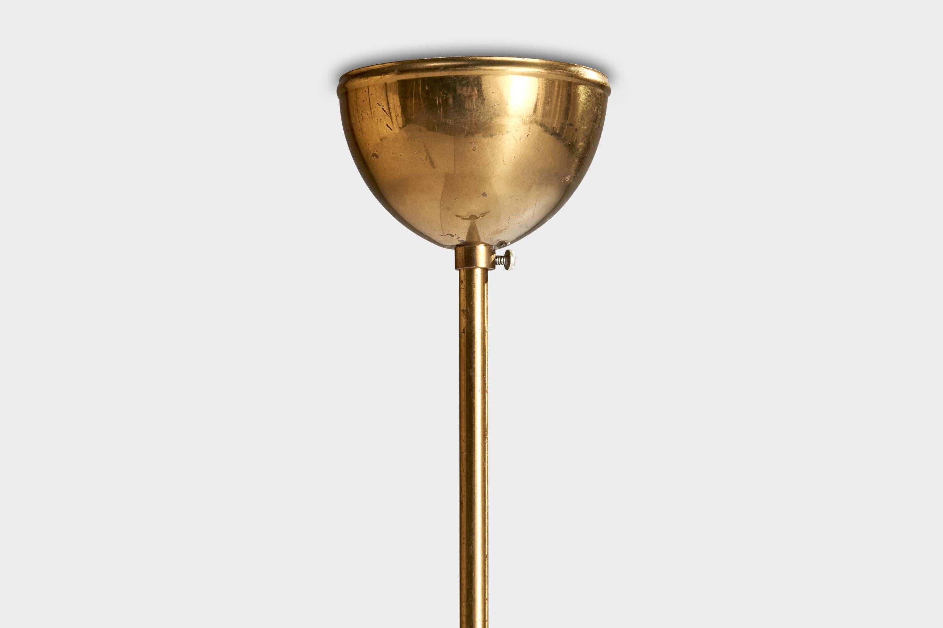 Design suédois, lampe à suspension, laiton, verre, Suède, années 1940 en vente 1