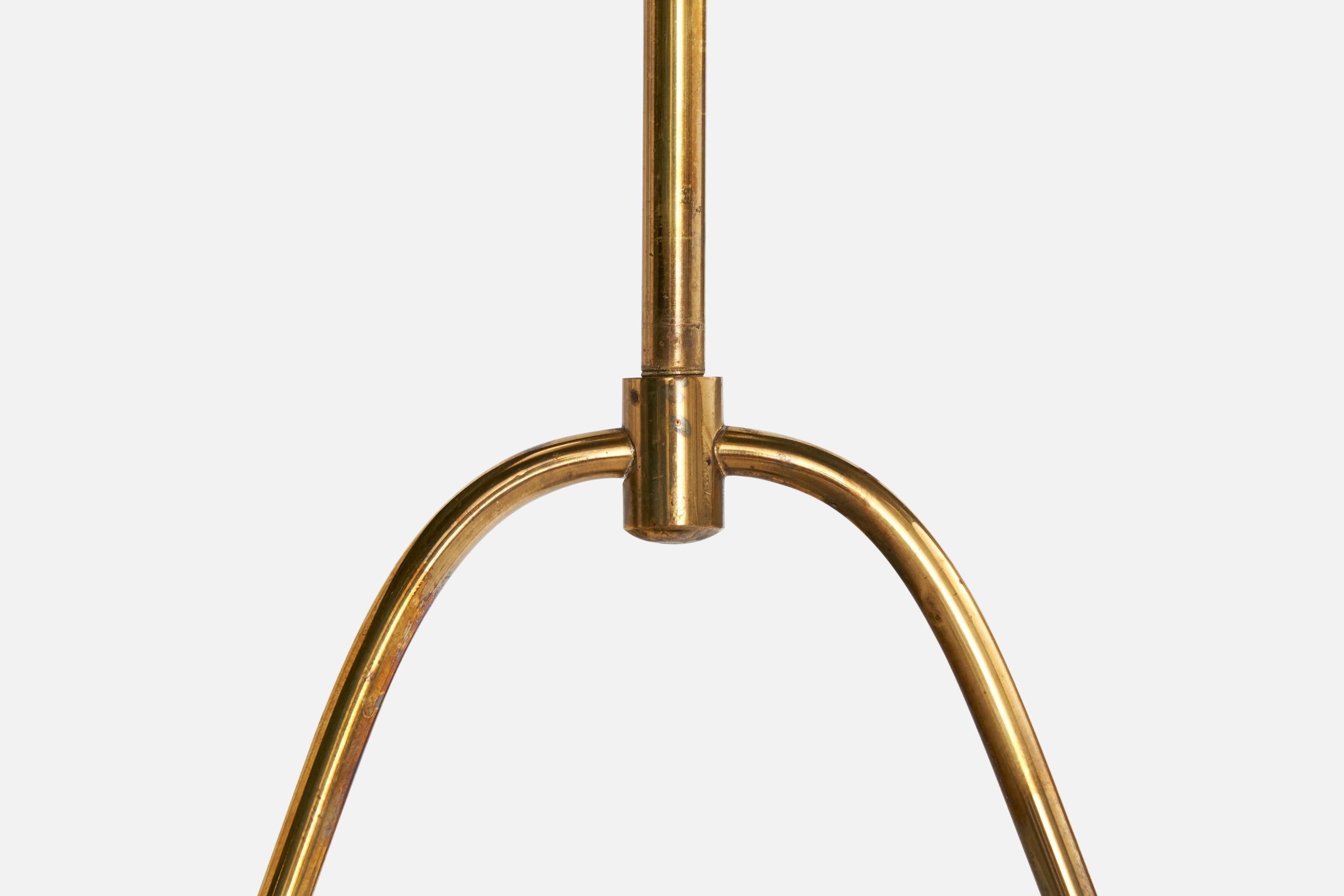 Designer svedese, lampada a sospensione, ottone, vetro, Svezia, anni '1940 in vendita 1