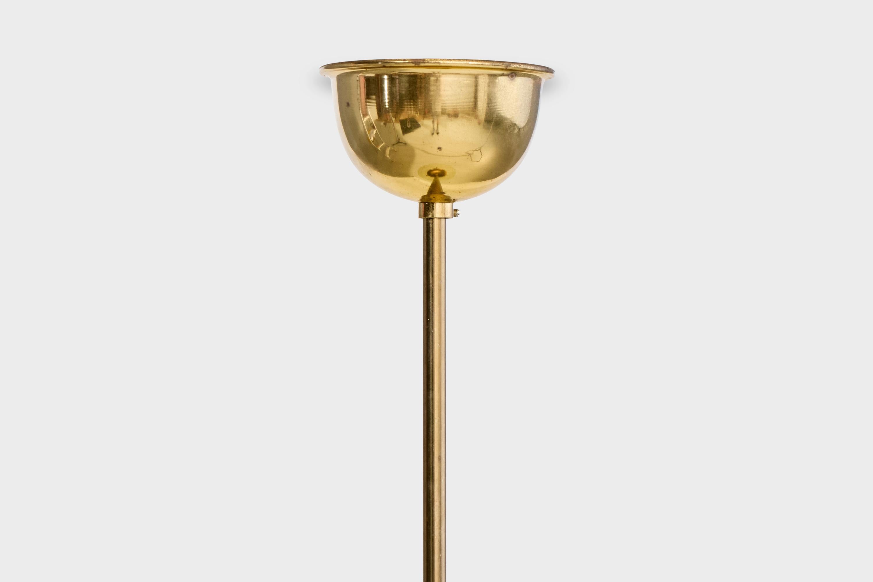 Design suédois, lampe à suspension, laiton, verre, Suède, années 1940 en vente 1