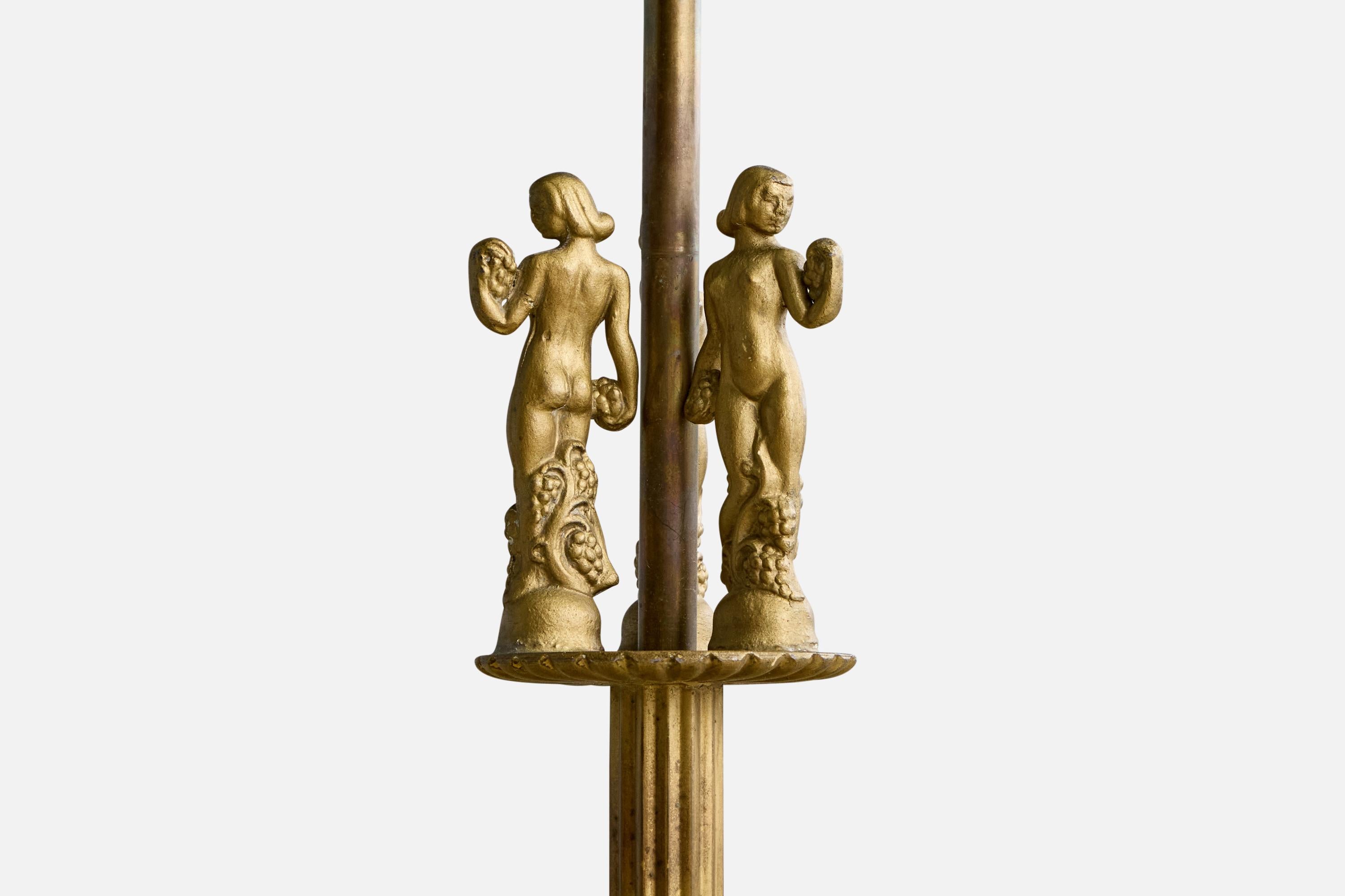 Design suédois, lampe à suspension, laiton, verre, Suède, années 1940 en vente 1