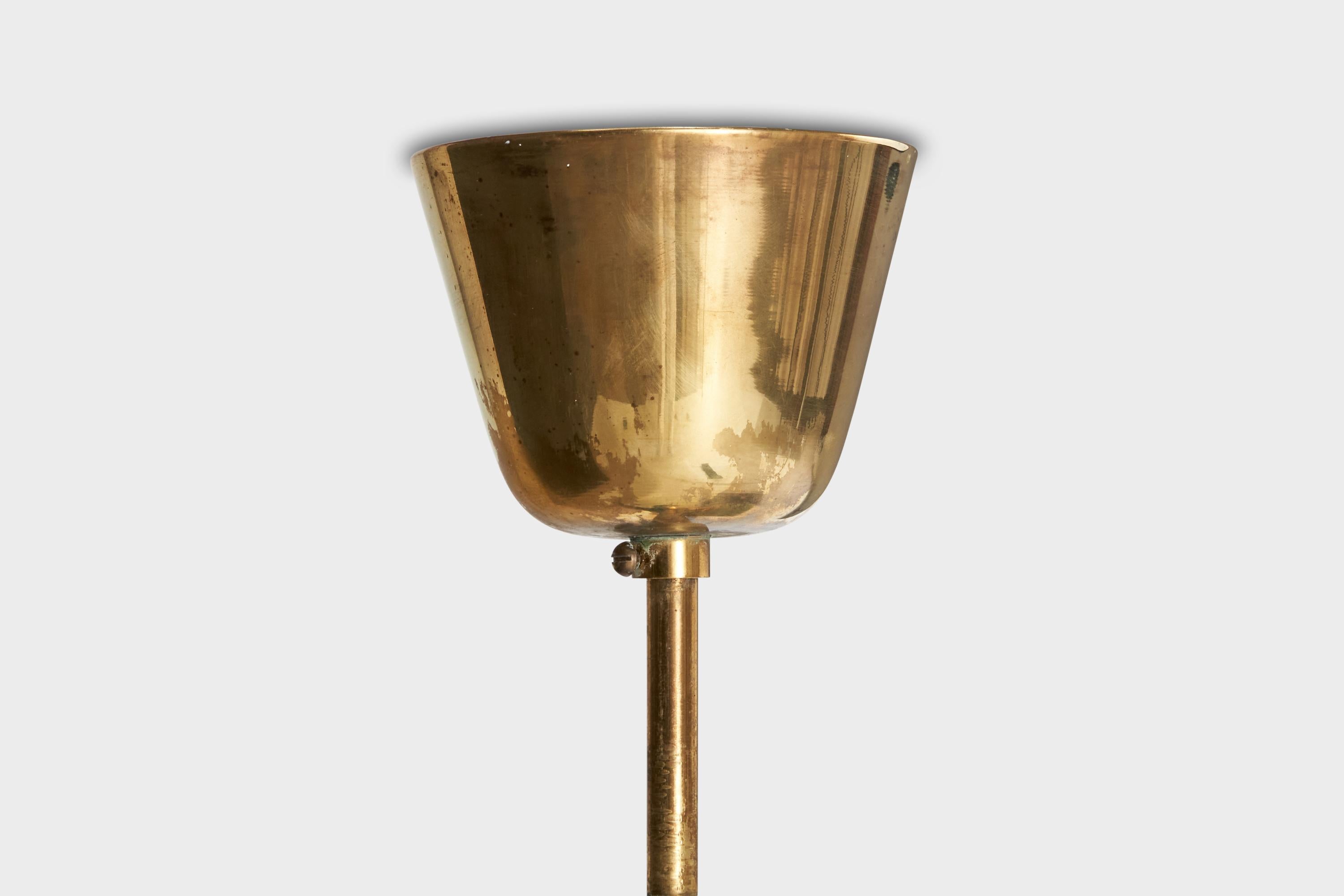 Design suédois, lampe à suspension, laiton, verre, Suède, années 1940 en vente 2