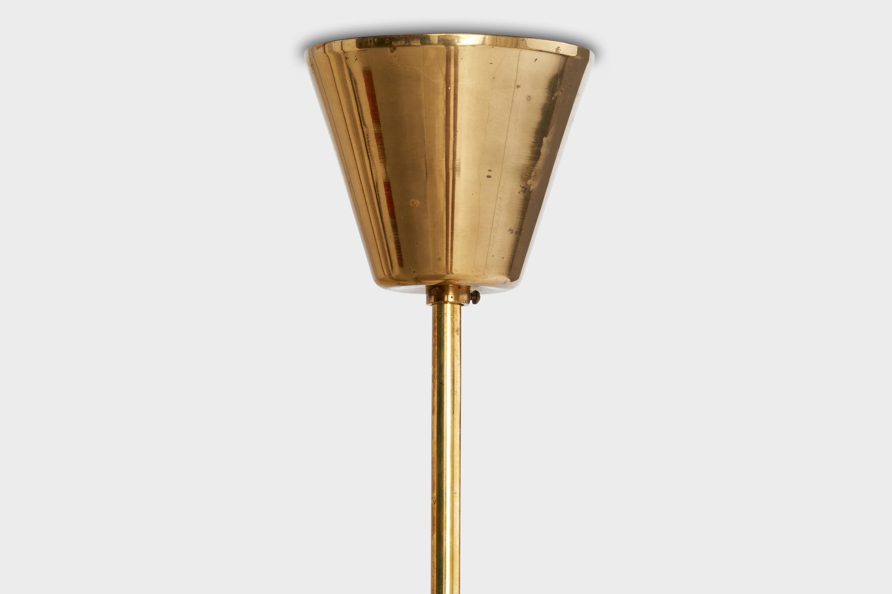 Designer svedese, lampada a sospensione, ottone, vetro, Svezia, anni '1940 in vendita 2