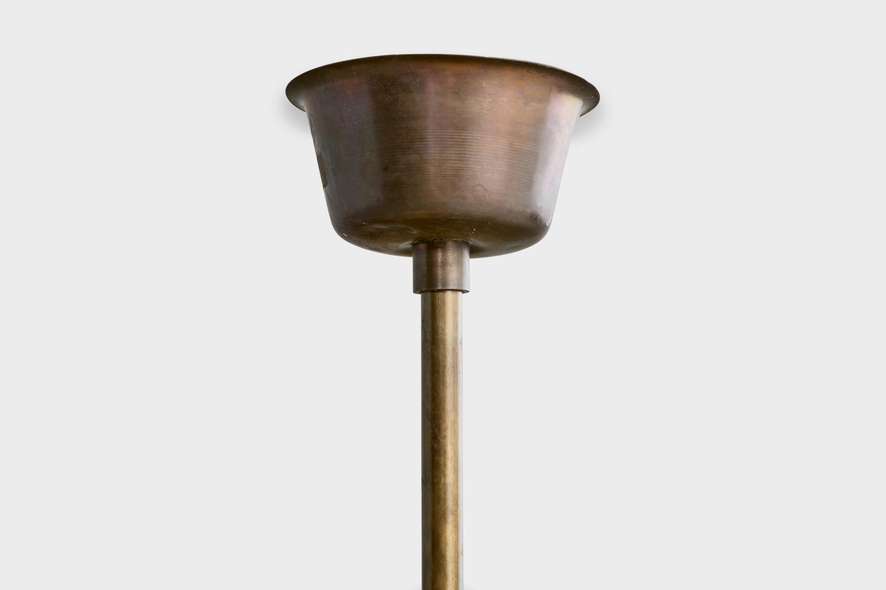 Design suédois, lampe à suspension, laiton, verre, Suède, années 1940 en vente 2