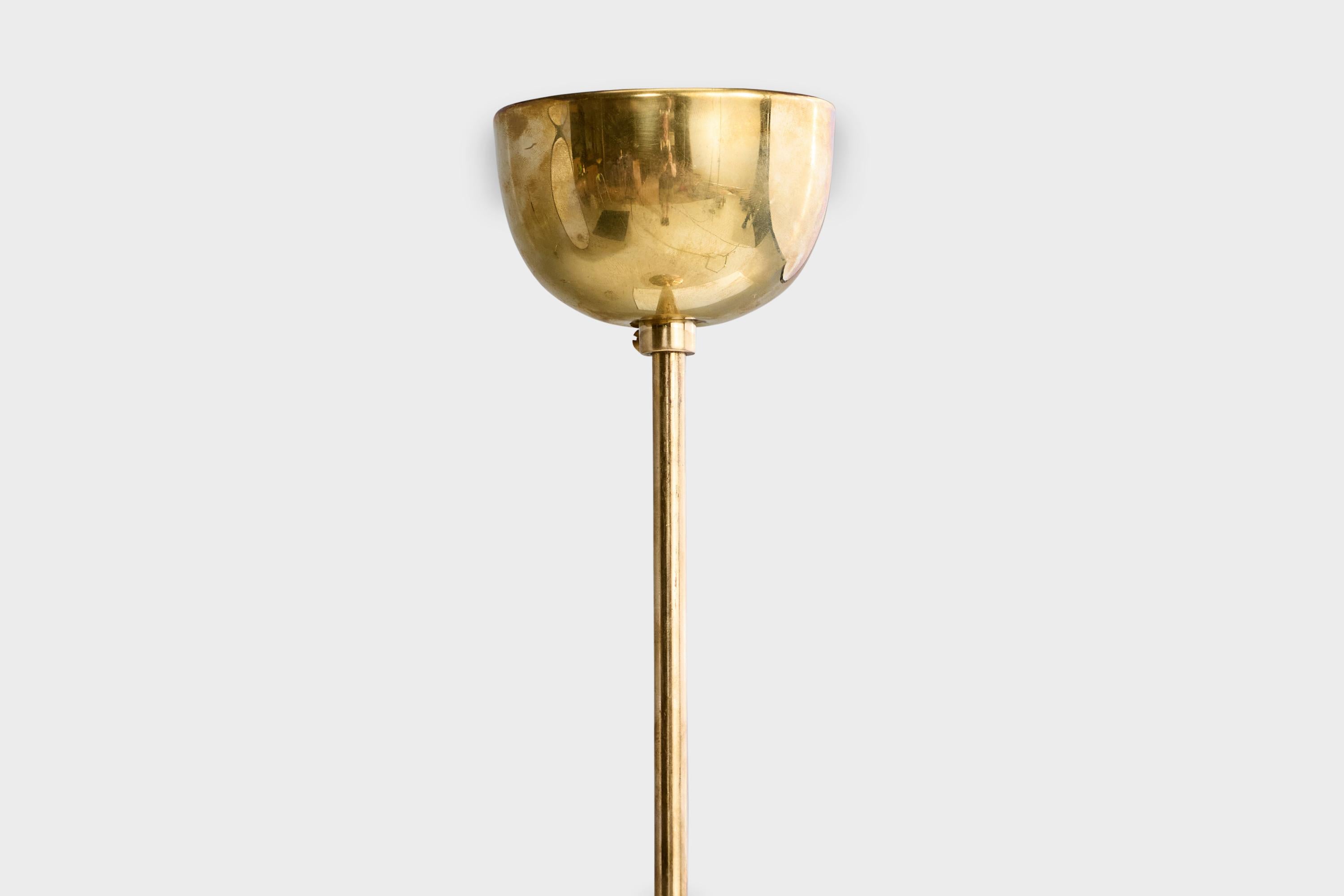 Designer svedese, lampada a sospensione, ottone, vetro, Svezia, anni '1940 in vendita 2