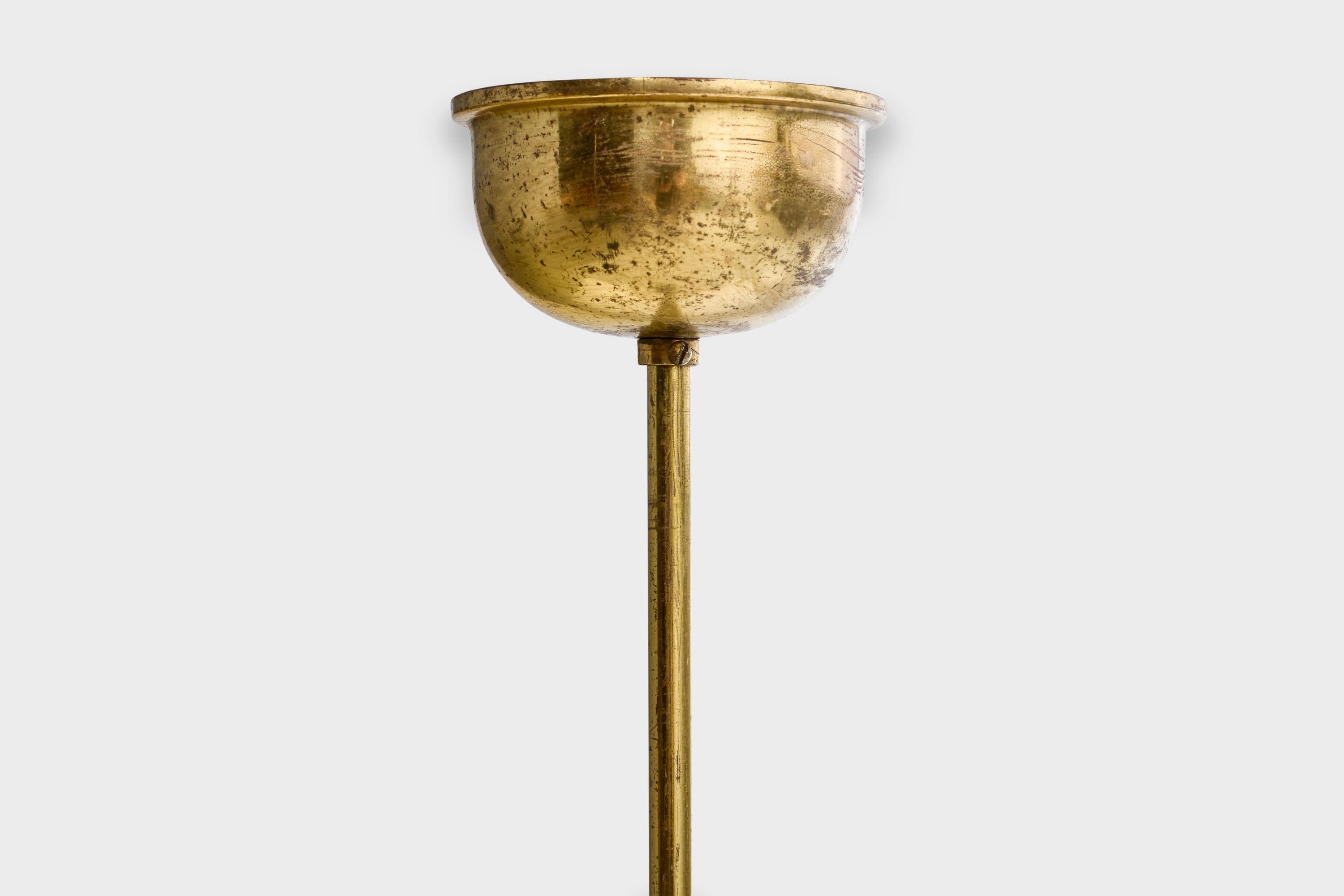 Design suédois, lampe à suspension, laiton, verre, Suède, années 1940 en vente 2