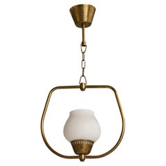 Designer svedese, lampada a sospensione, ottone, vetro, Svezia, anni '1940