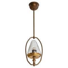 Swedish Designer, Pendant Light, Brass, Glass, Sweden, 1940s