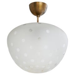Swedish Designer, Pendant Light, Brass, Glass, Sweden, 1940s