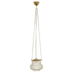 Swedish Designer, Pendant Light, Brass, Glass, Sweden, 1940s