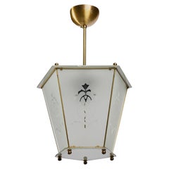 Designer svedese, lampada a sospensione, ottone, vetro, Svezia, anni '1940