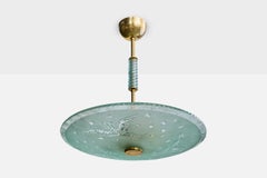 Schwedische Designer-Hängelampe, Messing, Glas, Schweden, 1940er Jahre