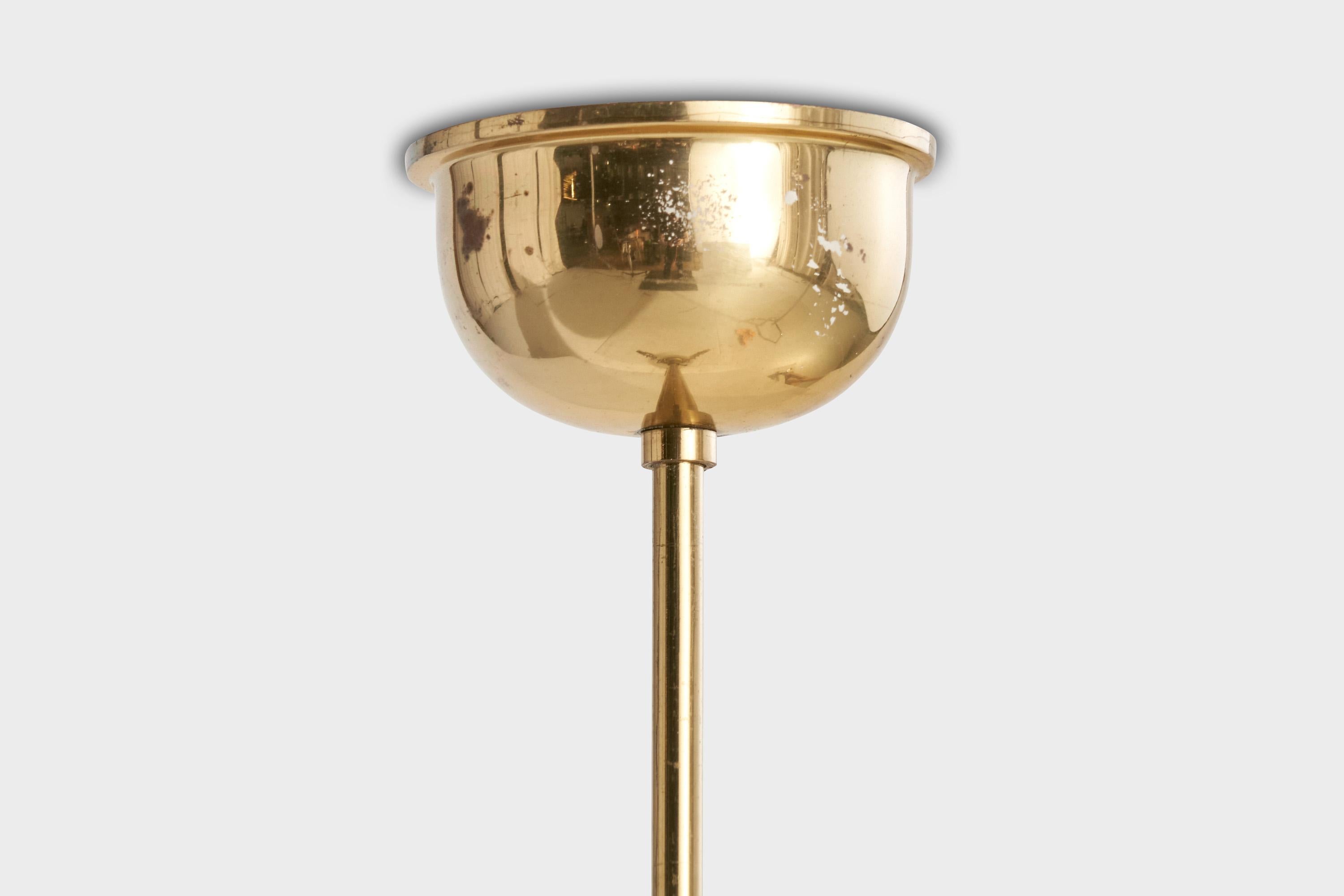 Designer svedese, lampada a sospensione, ottone, vetro, Svezia, anni '1950 in vendita 3