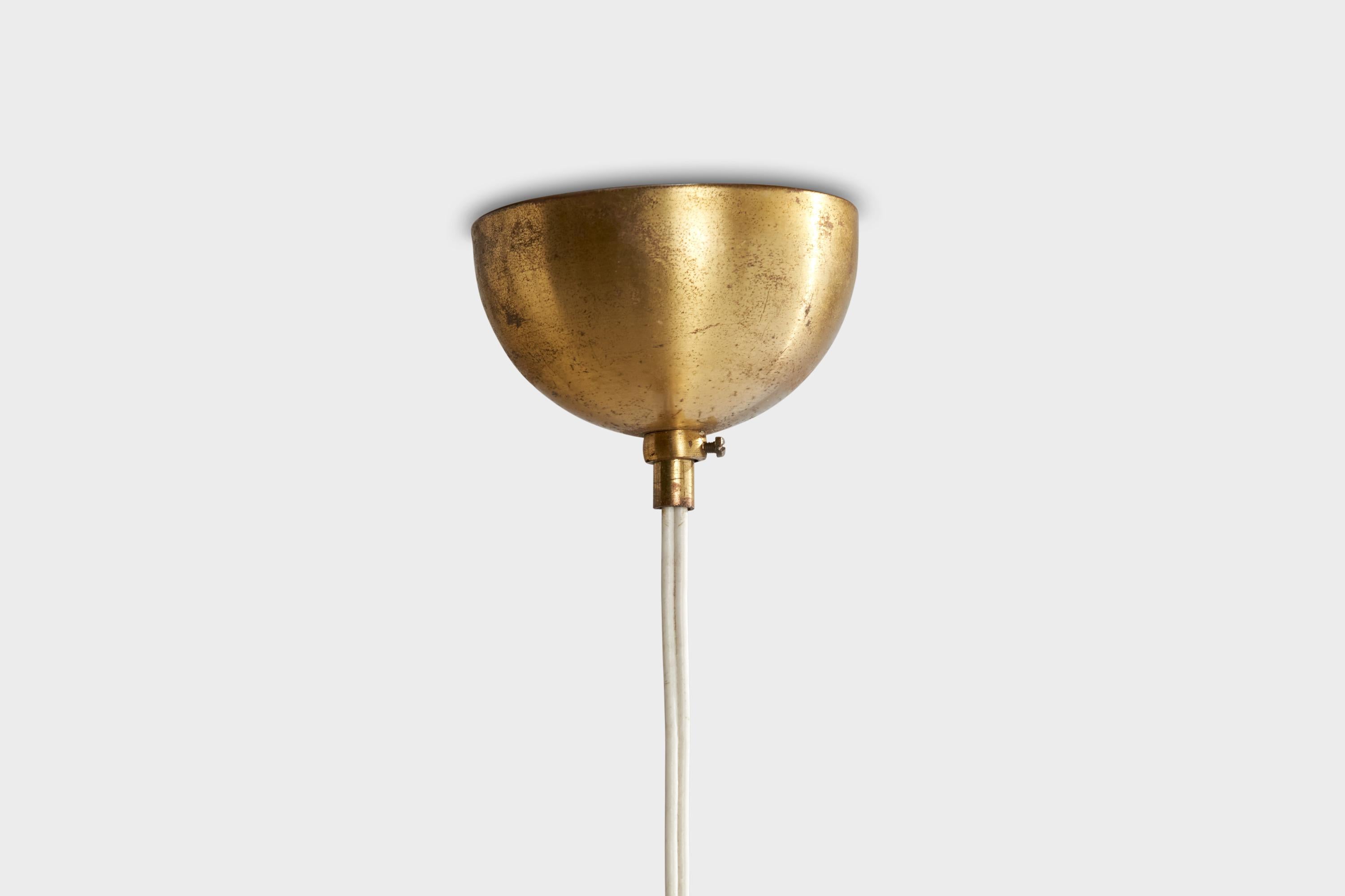 Designer svedese, lampada a sospensione, ottone, vetro, Svezia, anni '1950 in vendita 3