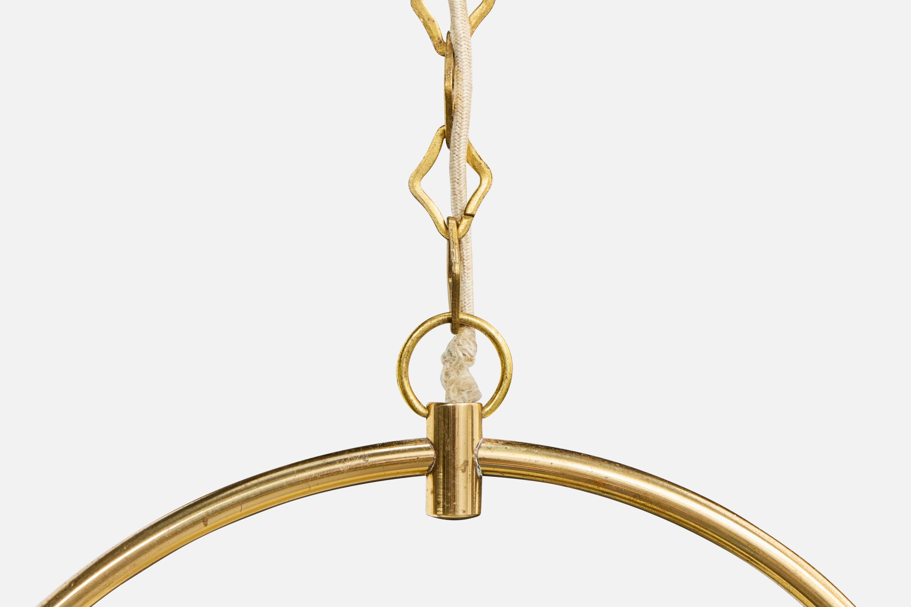 Designer svedese, lampada a sospensione, ottone, vetro, Svezia, anni '1950 in vendita 3