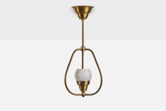 Swedish Designer, Pendant Light, Brass, Glass, Sweden, 1950s
