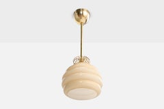 Designer svedese, lampada a sospensione, ottone, vetro, Svezia, anni '1950