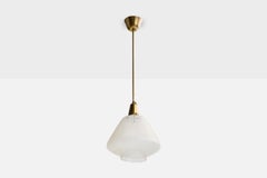 Swedish Designer, Pendant Light, Brass, Glass, Sweden, 1950s