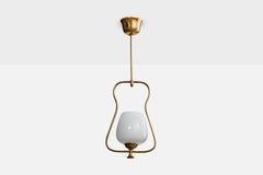 Designer svedese, lampada a sospensione, ottone, vetro, Svezia, anni '1950