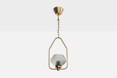 Schwedische Designer-Hängelampe, Messing, Glas, Schweden, 1950er Jahre