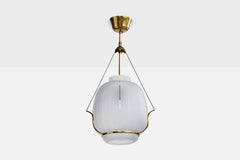 Designer svedese, lampada a sospensione, ottone, vetro, Svezia, anni '1950